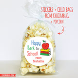 Apple and Books Happy Back to School Stickers