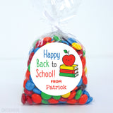 Apple and Books Happy Back to School Stickers