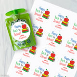 Apple and Books Happy Back to School Stickers