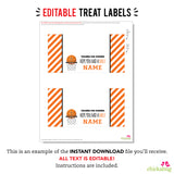 Basketball Party Treat Bag Label (EDITABLE INSTANT DOWNLOAD)