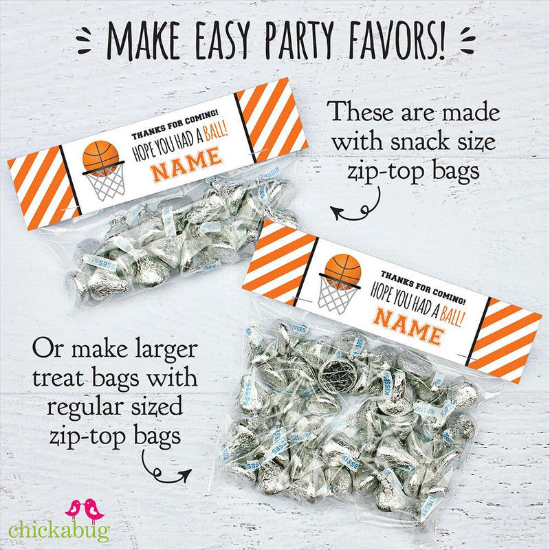 Basketball Party Treat Bag Label (EDITABLE INSTANT DOWNLOAD)