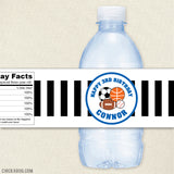 Blue Sports Birthday Party Water Labels