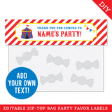 Carnival Party Treat Bag Label (EDITABLE INSTANT DOWNLOAD)