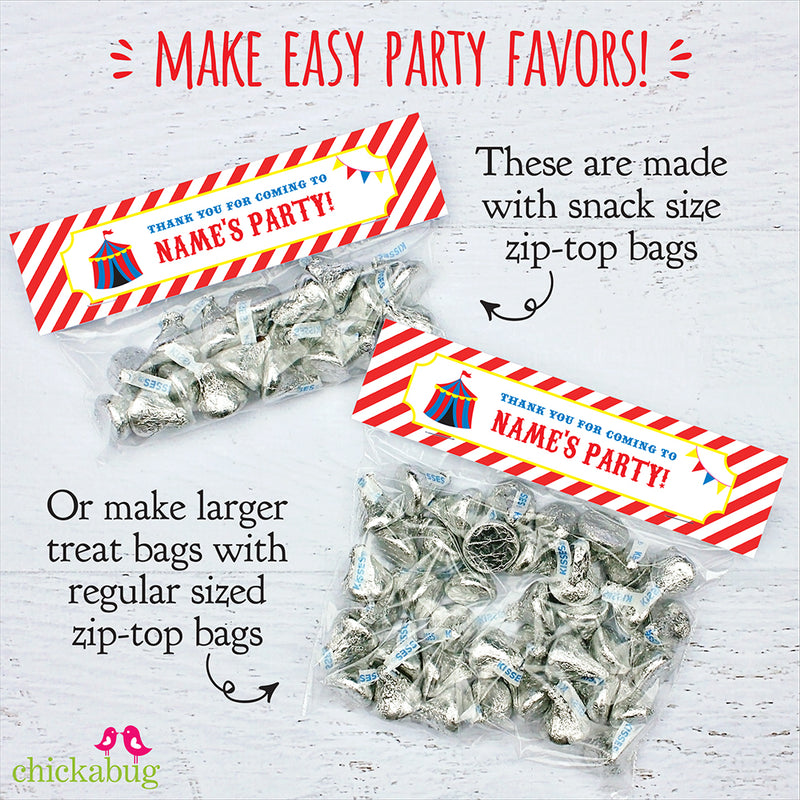 Carnival Party Treat Bag Label (EDITABLE INSTANT DOWNLOAD)