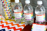 Rainbow Birthday Party Water Labels