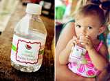 Pink Watermelon Birthday Party Water Labels