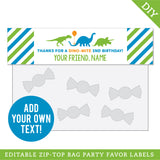 Dinosaur Party Treat Bag Label (EDITABLE INSTANT DOWNLOAD)
