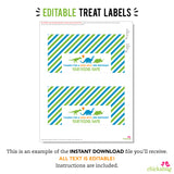 Dinosaur Party Treat Bag Label (EDITABLE INSTANT DOWNLOAD)
