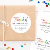 "Thanks! We Appreciate You" Stickers