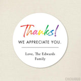 "Thanks! We Appreciate You" Stickers
