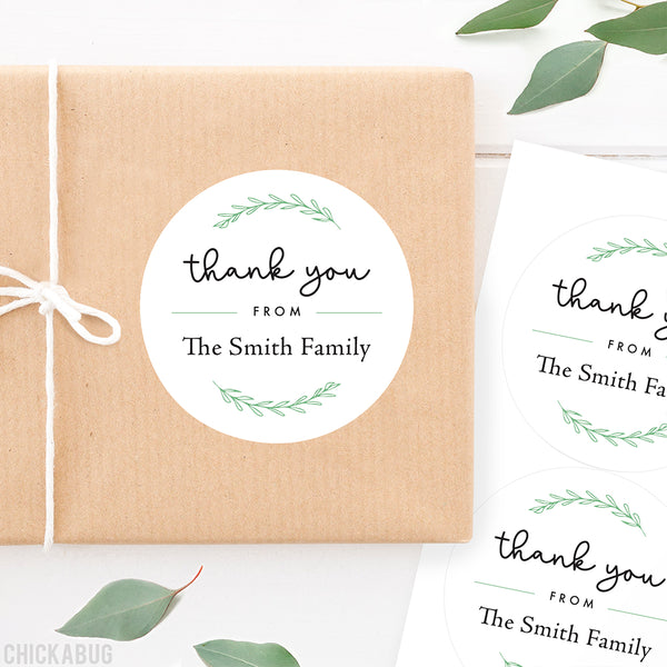 Greenery and Handwritten Script Thank You Labels
