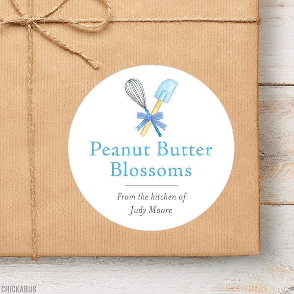 Blue Whisk & Spatula Food Gift Labels