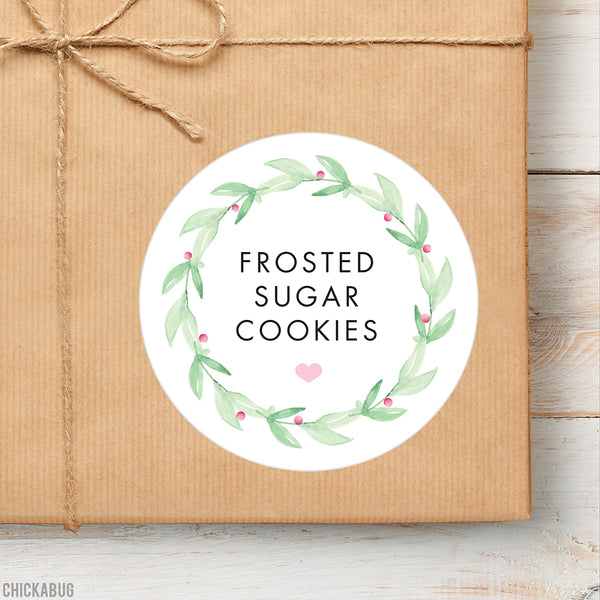 Watercolor Wreath Food & Baking Gift Labels