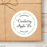 Wreath "Homemade With Love" Food & Baking Gift Labels
