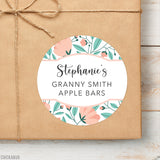 Peach Floral Food & Baking Gift Labels