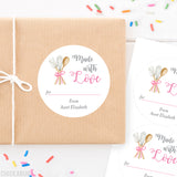 Write-On Pink Kitchen Tools "Made With Love" Homemade Gift Labels