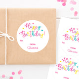 Pink Script Birthday Gift Labels