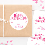 Pink Confetti Birthday Gift Labels