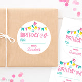 Pink Banners Birthday Gift Labels
