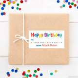 Rainbow Dots Birthday Gift Labels