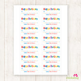 Rainbow Dots Birthday Gift Labels