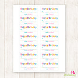 Pink Rainbow Dots Birthday Gift Labels