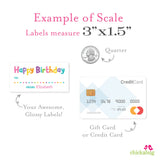 Pink Rainbow Dots Birthday Gift Labels