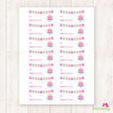 Pink Banner & Cake Birthday Gift Labels