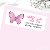 Pink Butterfly Address Labels