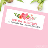 Watercolor Heart Address Labels
