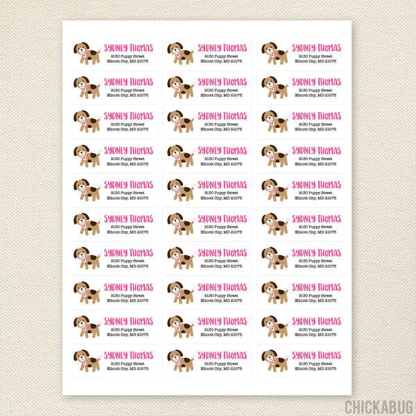 Pink Puppy Address Labels
