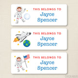 Astronaut with Brown Hair "This Belongs To" Labels