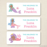African-American Mermaid "This Belongs To" Labels