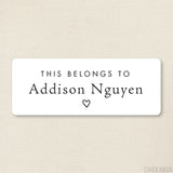 Black and White with a Heart "This Belongs To" Labels