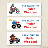 Dirt Bike, Monster Truck & ATV "This Belongs To" Labels