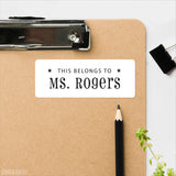 Black and White with Stars "This Belongs To" Labels