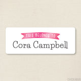 Pink Banner "This Belongs To" Labels