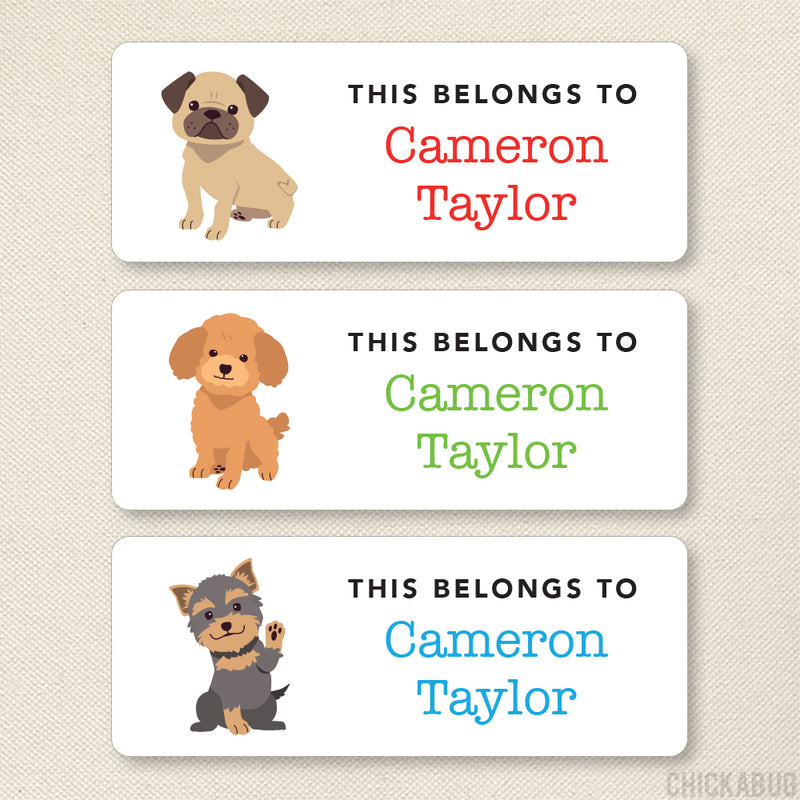 Pug, Goldendoodle & Yorkie "This Belongs To" Labels