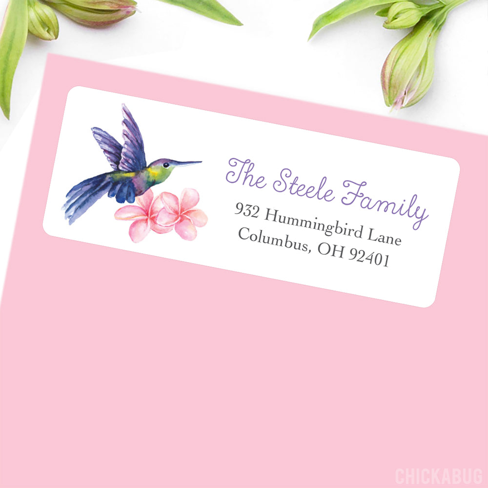 150 Personalized Hummingbird Address Labels - Self-Adhesive Matte Finish, 2.75" X 1", 5 Sheets Of 30