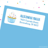 Watercolor Blue Cupcake Address Labels