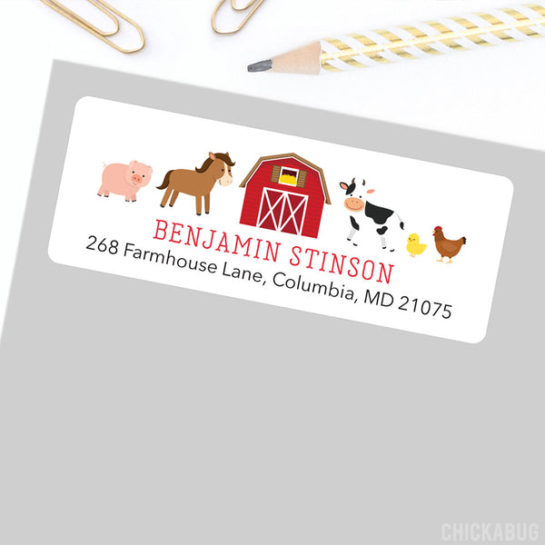 Farm Animals & Barn Address Labels