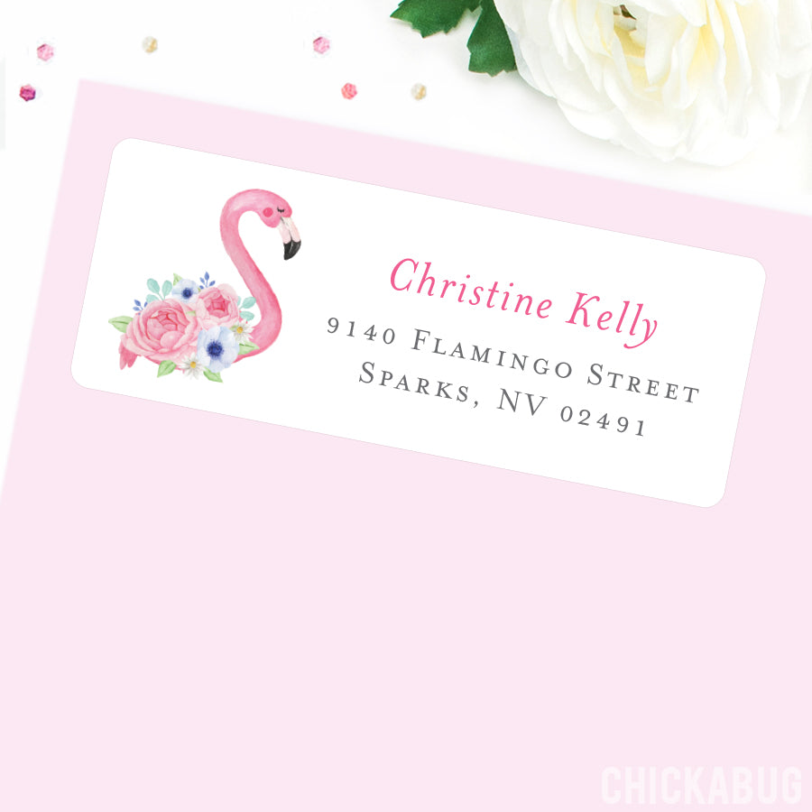 Personalized Flower Flamingo Return Address Labels – Chickabug