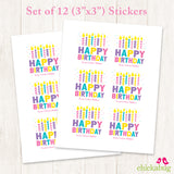 Pink Birthday Candles Gift Labels