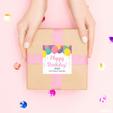 Pink Birthday Balloons Gift Labels