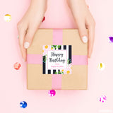 Black Stripe & Pink Floral Gift Labels