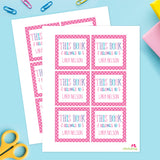 Pink "This Book Belongs To" Labels