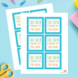 Aqua Blue "This Book Belongs To" Labels