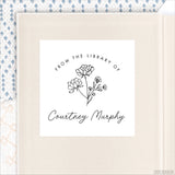 Black & White Flower "From The Library Of" Bookplate Labels