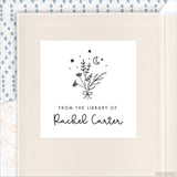 Black & White Bouquet "From The Library Of" Bookplate Labels