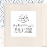 Black & White Magnolia "This Book Belongs To" Bookplate Labels